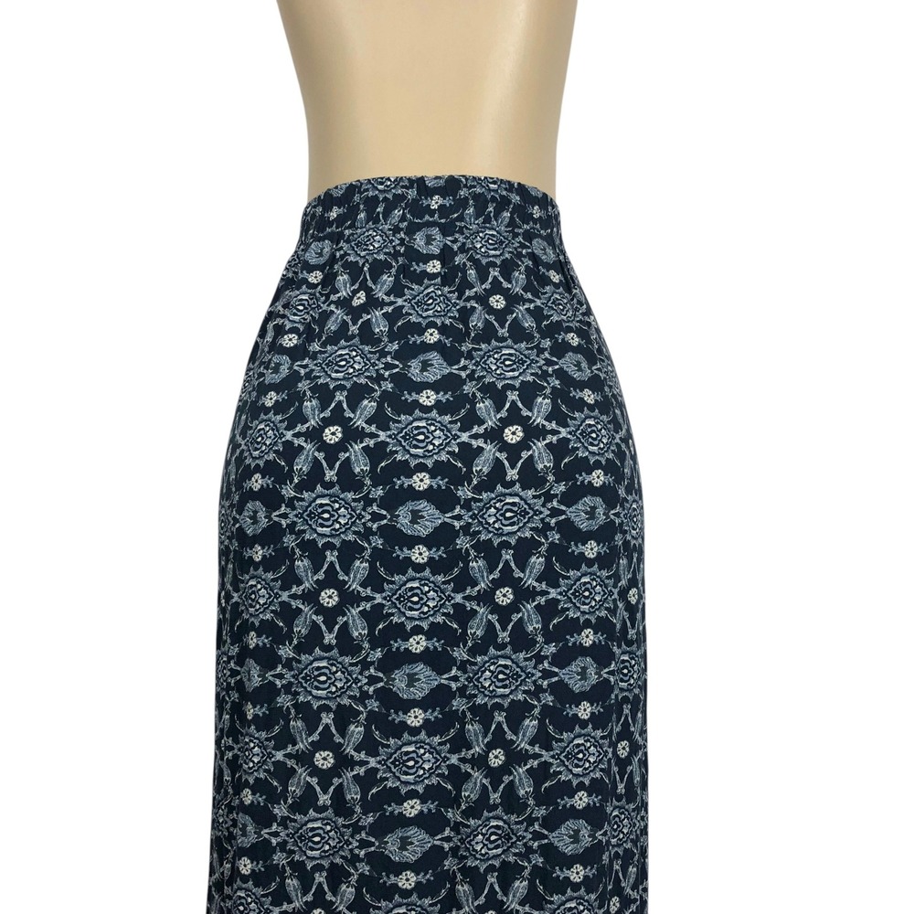 Knox Rose Boho Floral Ruffle High Low Maxi Skirt XXL Festival Hippie Navy Blue - Picture 6 of 12